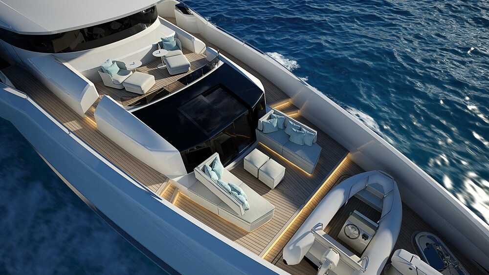 Lounge area on bow upper deck