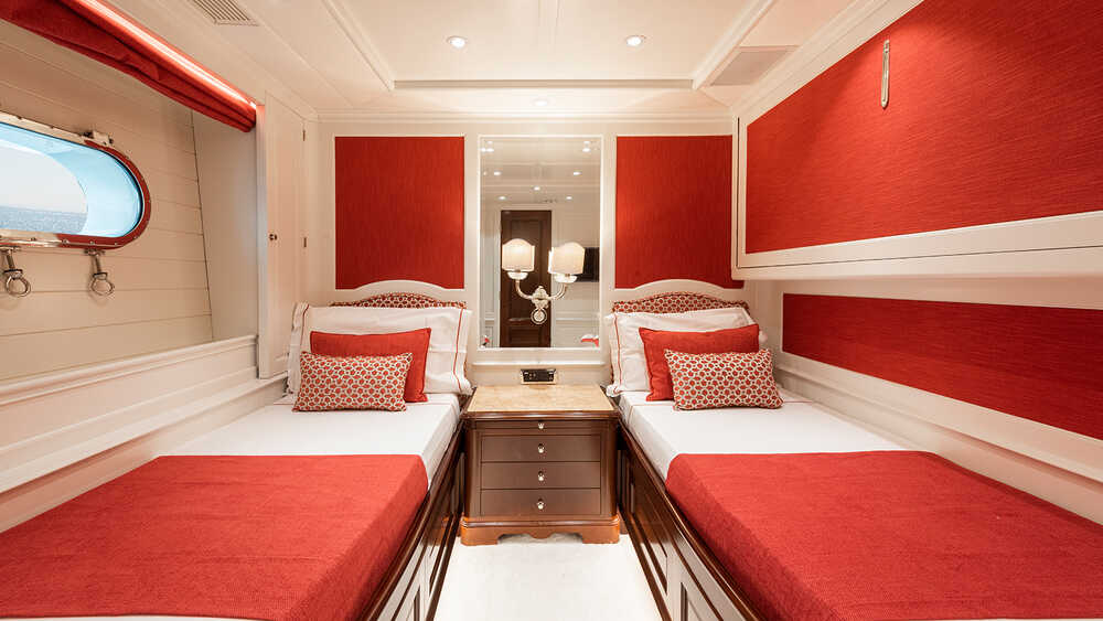 Guest cabin with two single beds