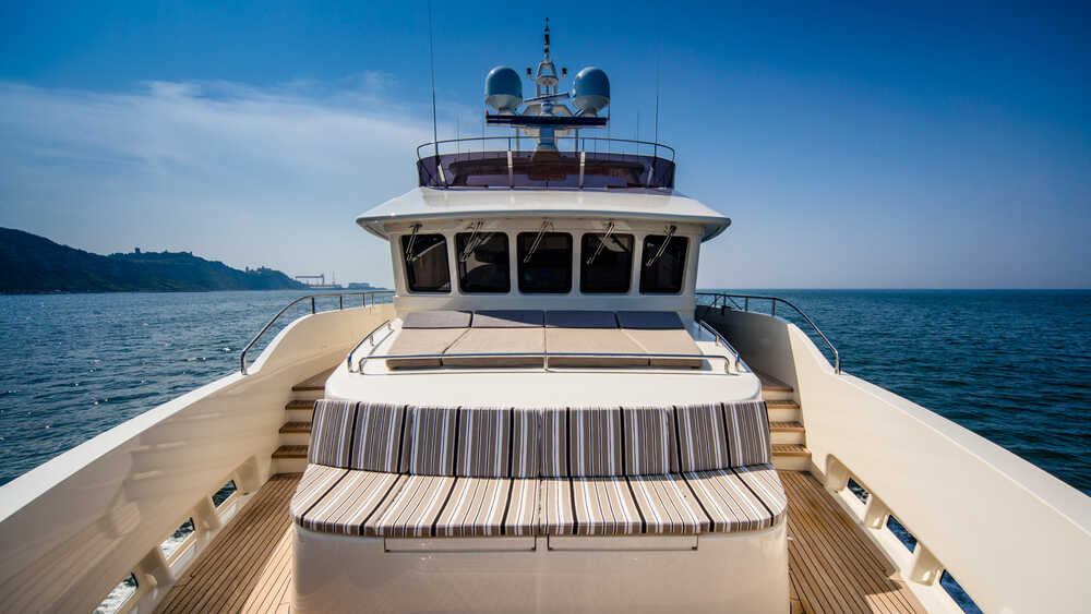 Sunbathing area on bow of the upper deck