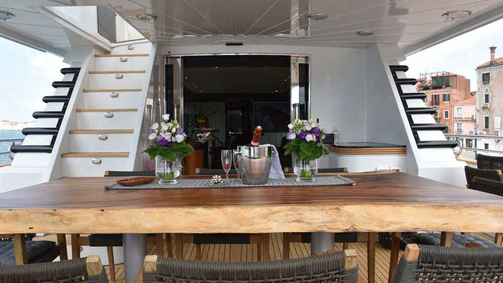 Dining area on the cockpit main deck