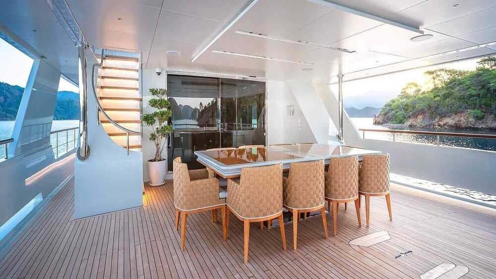 Dining table in cockpit on  main deck