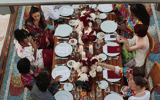 Dining area on Christina O yacht