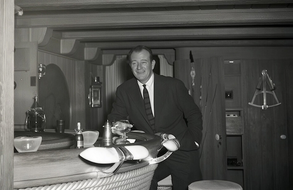 Ari's bar aboard yacht "Christina O", 1950s