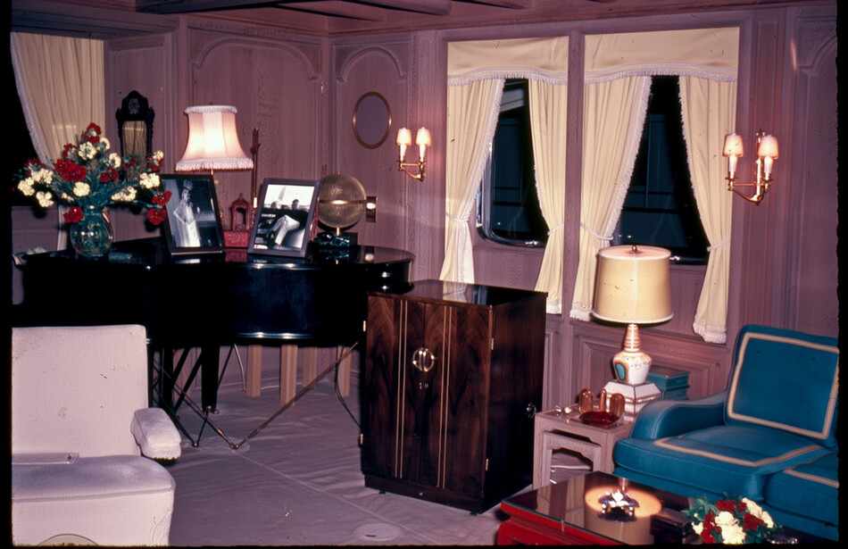 Maria Callas lounge on Christina O yacht, 1950s