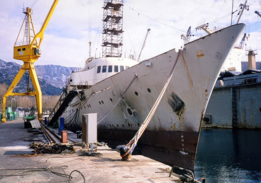 Christina at abandoned docks in Greece