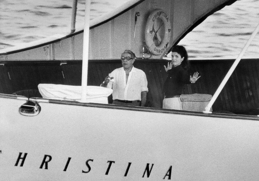 Aristotle and Jackie Onassis en route to Caribbean, 1969
