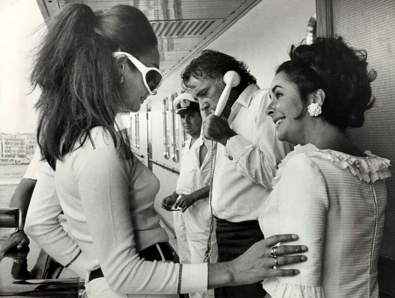 Richard Burton and Elizabeth Taylor on Onassis yacht